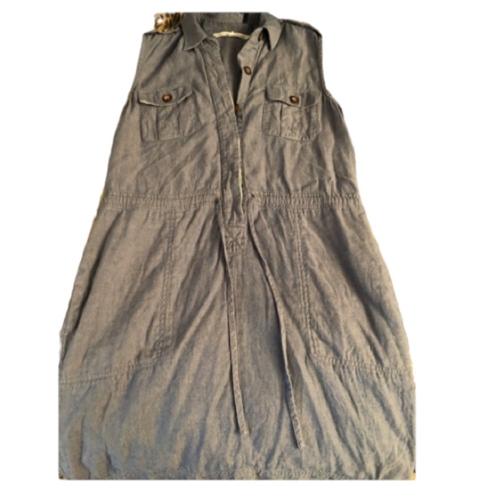 Rachel Roy blue linen blend above the knee dress medium denim look